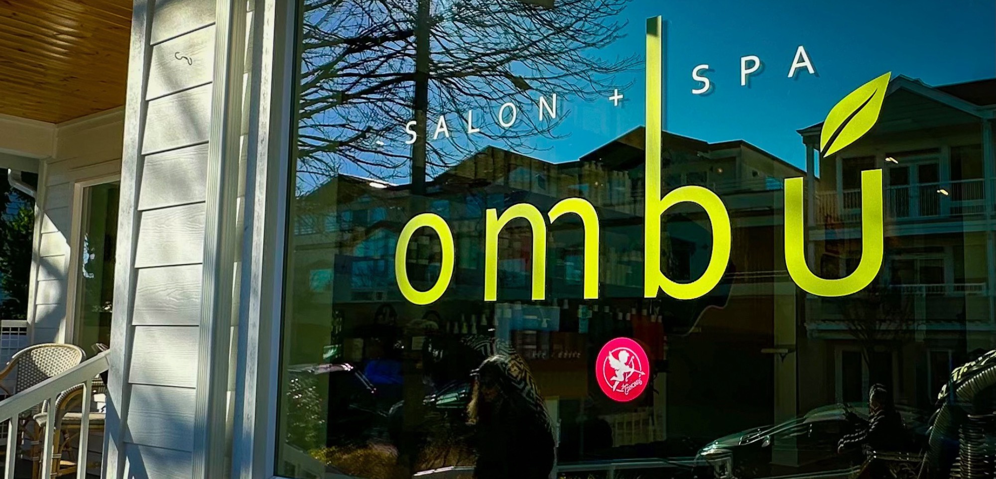 Love List window cling on Ombu Salon + Spa's window